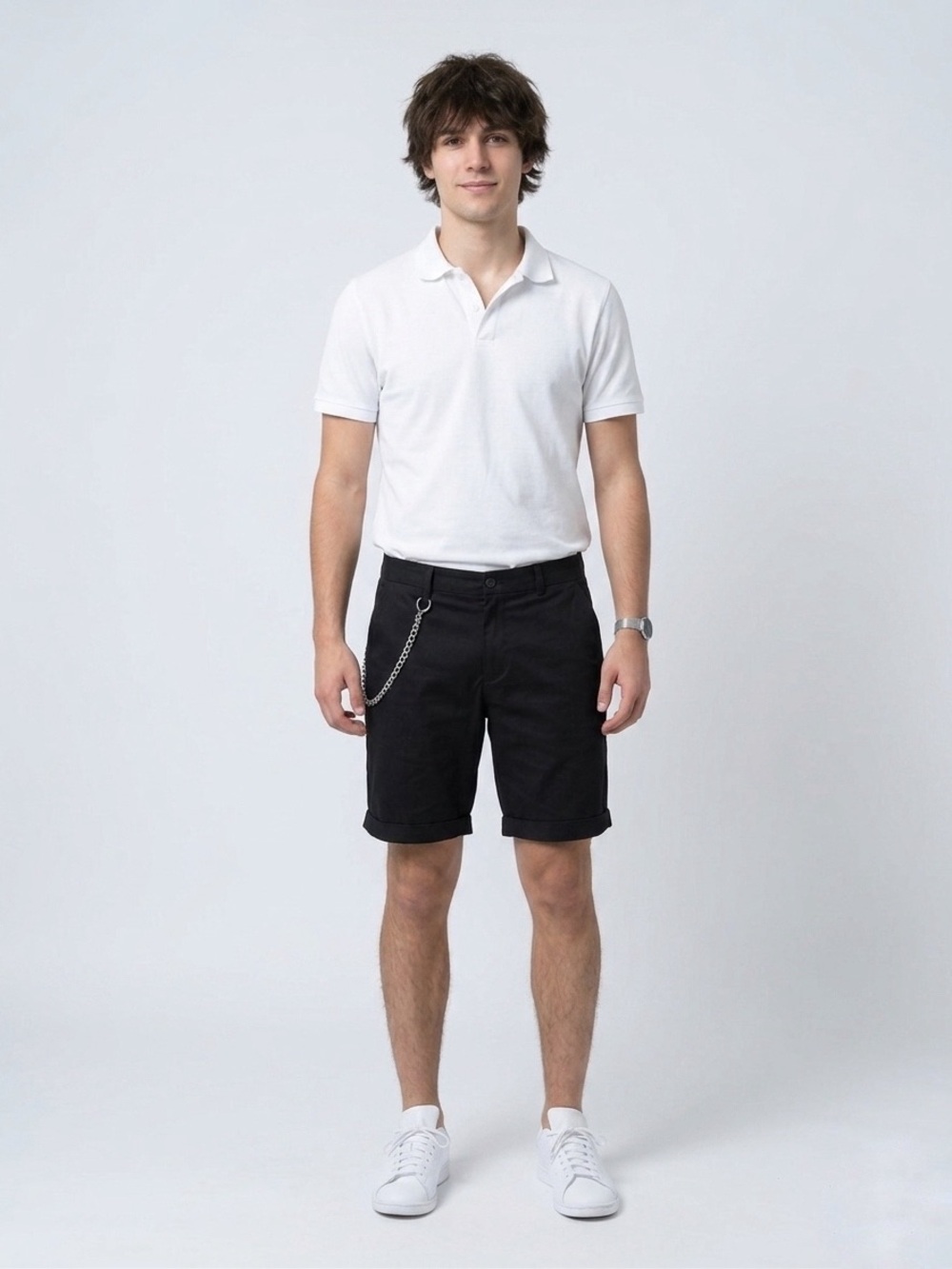 ❌SOLD❌ 135 RUDSAK Men's Chainlink Bermuda Cuffed Hem Shorts - Black, Sz 36 - Picture 7 of 8